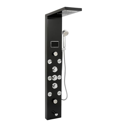 Black LED Shower Panel Tower