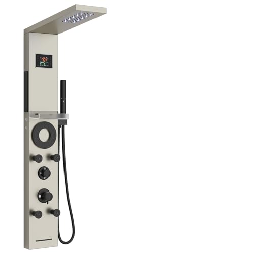 Hoimpro Brushed Nickel LED Shower