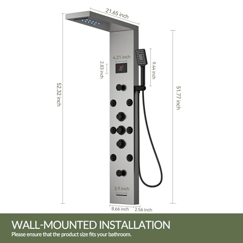 Brushed Nickel Shower Panel Tower view 3