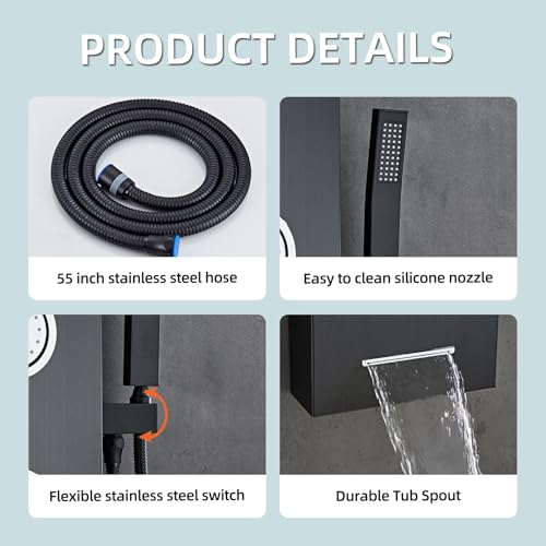 GBPUSD 5-In-1Shower Panel Tower System-Brushed view 5