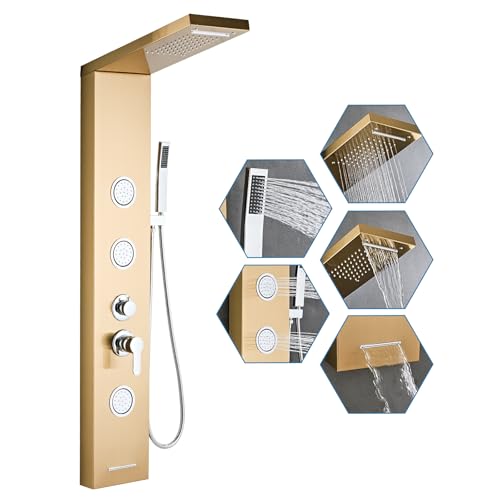 GBPUSD 5-In-1Shower Panel Tower System-Brushed