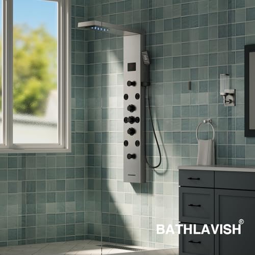 Brushed Nickel Shower Panel Tower view 2