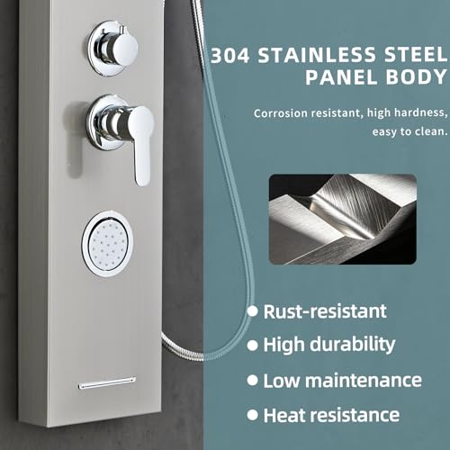 GBPUSD 5-In-1Shower Panel Tower System-Brushed view 3