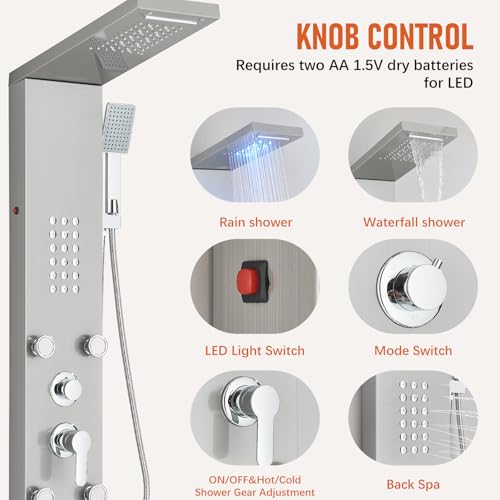 FUZ LED Brushed Nickel Shower view 5