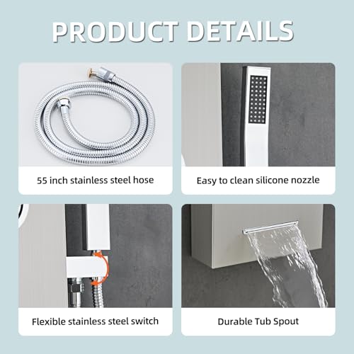 GBPUSD 5-In-1Shower Panel Tower System-Brushed view 5
