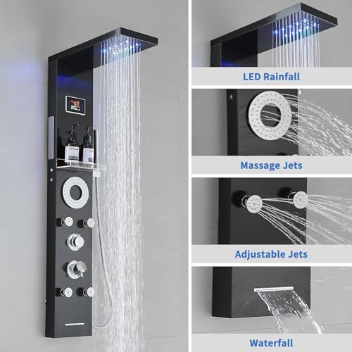 RUMOSE Matte Black Shower Panel view 3