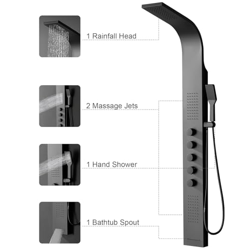 BWE Black Shower Tower Multifunction view 3