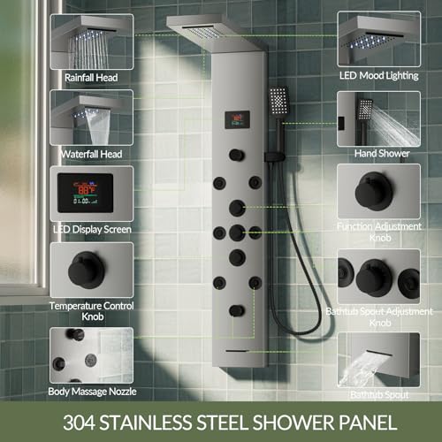Brushed Nickel Shower Panel Tower view 4
