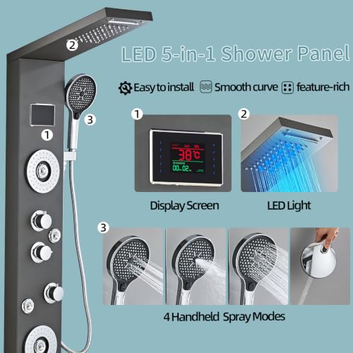 GBPUSD LED 5-in-1 Shower Panel view 4