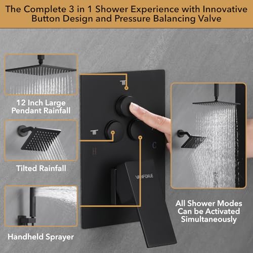VANFOXLE Shower Faucet Set Matte view 3