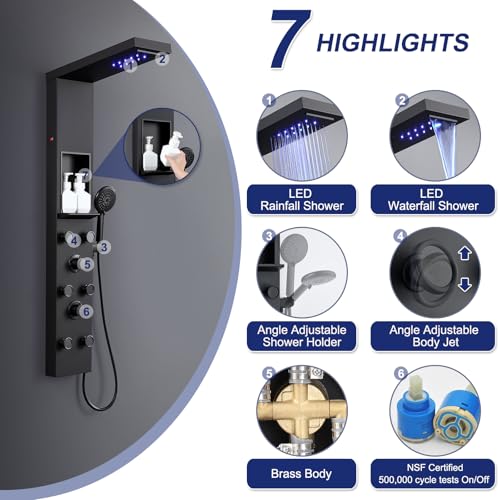ROVATE LED Shower Panel Tower view 2