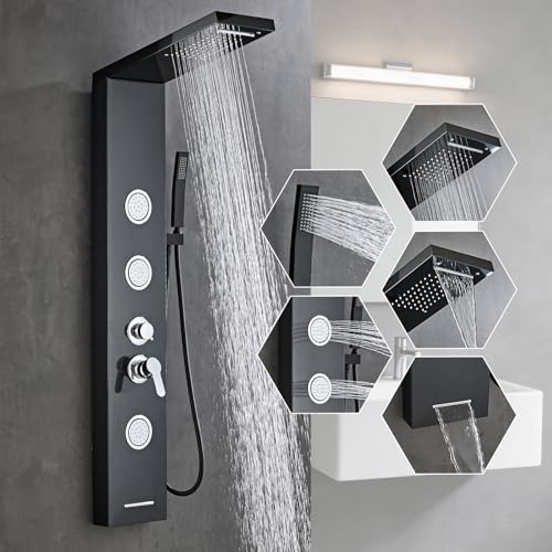 GBPUSD 5-In-1Shower Panel Tower System-Brushed